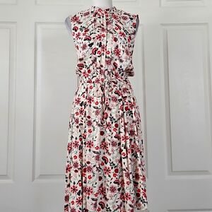 torrid White Floral High-Low Dress with Red & Black Accents